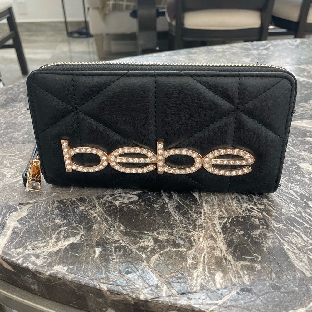 Bebe Black Quilted Wallet